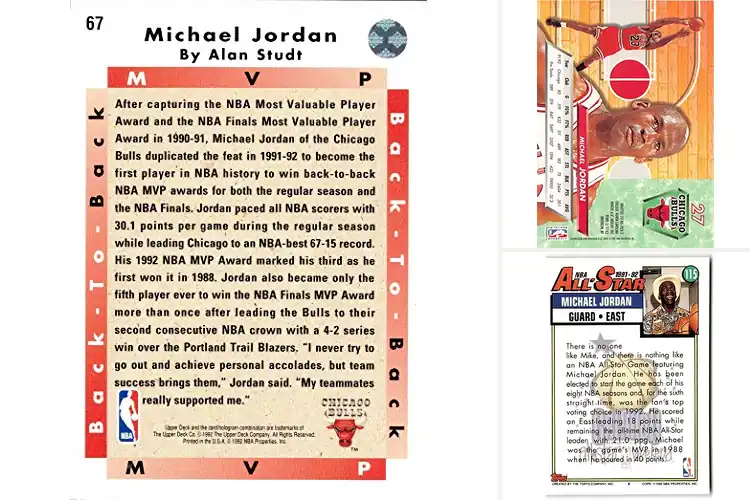 Detailed view of Best 1992-93 Michael Jordan Basketball Cards
